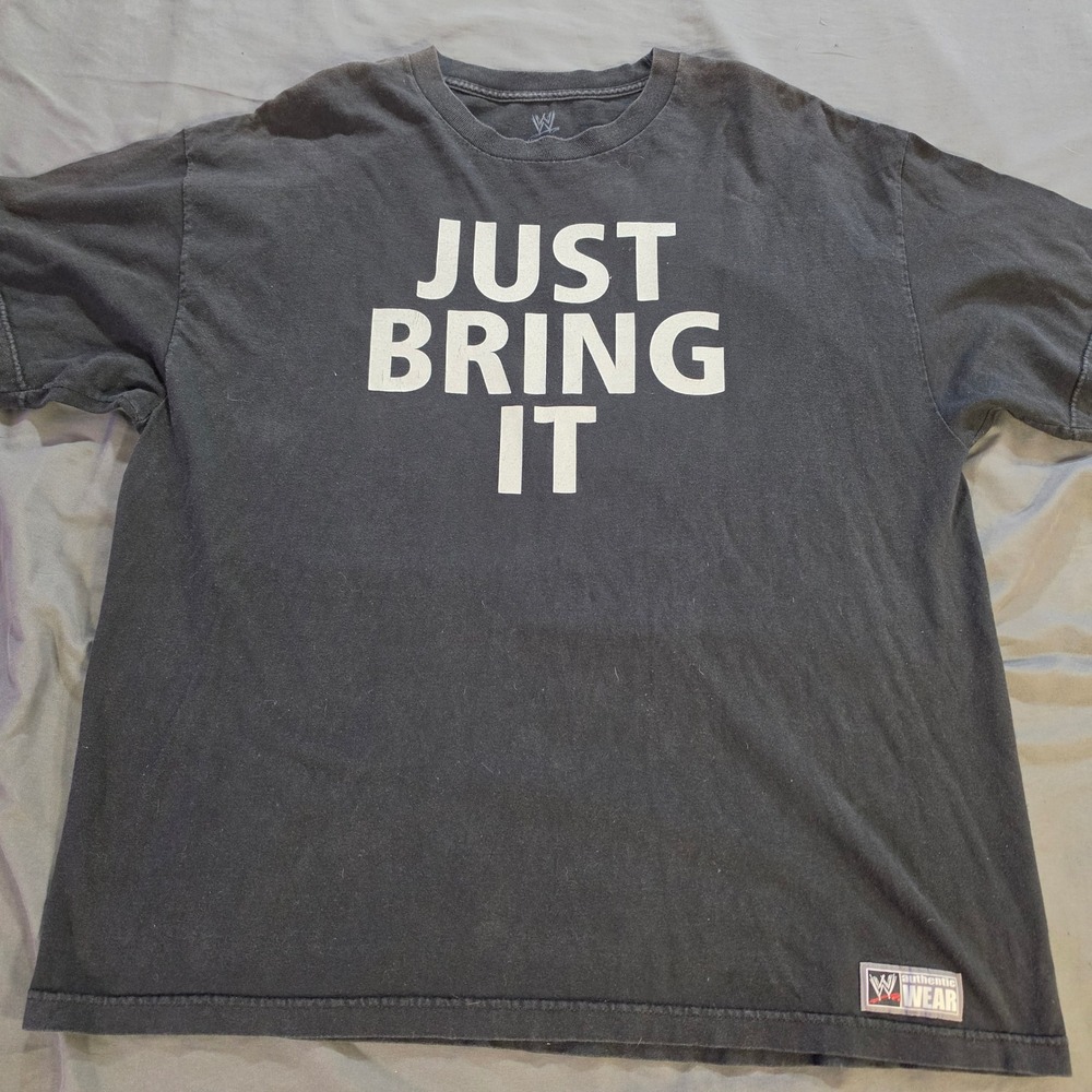 WWE Authentic Wear The Rock Just Bring It Brahma Bull Graphic T-Shirt Black 2X